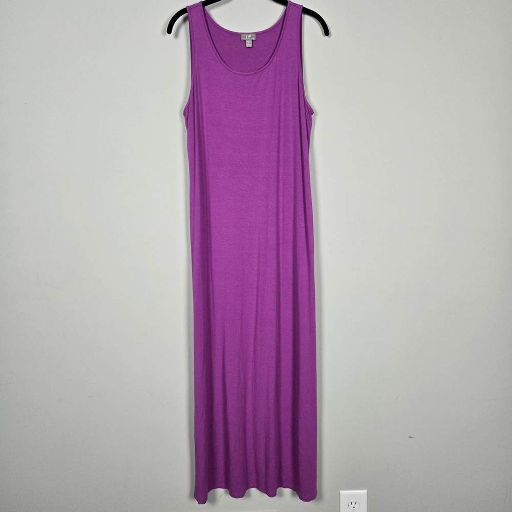 J Jill Wearever Collection Sleeveless Midi Dress Medium Purple Stretch Jersey